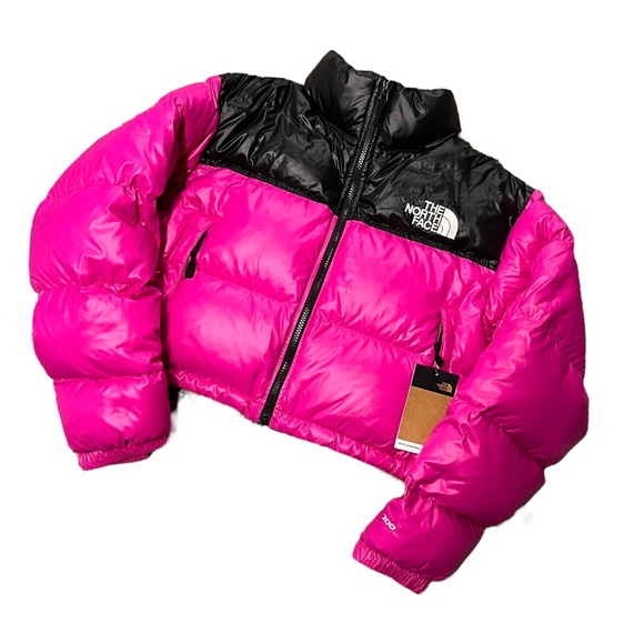 THE NORTH FACE Womens Nuptse Short Jacket Fuchsia Pink Black - Picture 5 of 16
